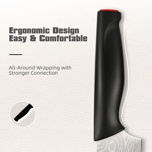 Ensemble de 15 couteaux de cuisine en acier à haute teneur en carbone à motif damas avec manche en PP et aiguiseur intégré - Product Image 3