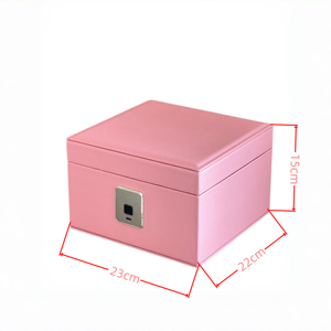 Leather Jewelry <strong>Case</strong> with Fingerprint Lock Drawer Wrap Premium Leather for Heirloom Makeup <strong>Vanity</strong> Storage - Product Image 6