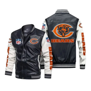 Chaqueta Bomber Formal de Lona PU para Hombre, Resistente al Viento, con Diseño de Equipo de Fútbol Americano, Estilo Deportivo, para Invierno, al Mejor Precio - Product Image 1