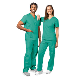 Unisex Scrub Suit Set Cyan Light Green Red Blue Sky Blue Pink Moisture Wicking Hospital Uniforms - Product Image 1