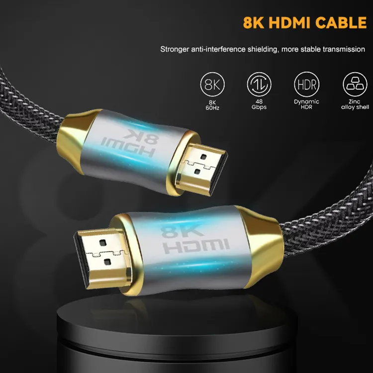 Alta velocidad calidad 48Gbps 8K 60Hz 4K 120Hz 1M 1,5 m 2m 3M 5M 7,5 m 10m chapado en oro TV Video 2,1 HDMI Cable