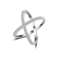 Bague géométrique croisée tendance européenne et américaine, créative, à double anneau, avec zircon, design de niche, sens du design, pour femmes