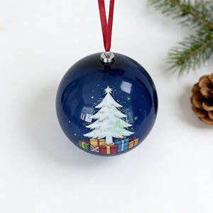 Adorno <span class=keywords><strong>Colgante</strong></span> Personalizable con Purpurina Estampada en Azul Oscuro para Árbol de Navidad, Decoración de Fiestas en el Hogar - Product Image 3