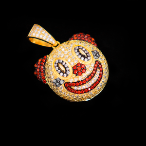 Colgante de Cara de Payaso Multicolor Estilo Hip Hop, Chapado en Oro de 14K, Plata 925, Moissanita VVS, Joyería Personalizada Unisex para Raperos - Product Image 1