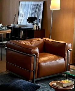 ชุดโซฟาหนังดีไซน์หรูหราสไตล์อิตาลีแบบปรับเปลี่ยนได้ พร้อมเก้าอี้พักผ่อนทันสมัย - Product Image 2