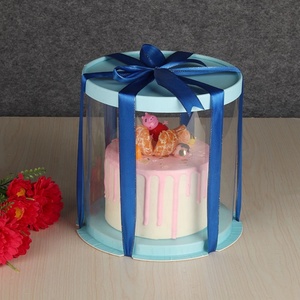 Boîtes à gâteaux bleues écologiques personnalisées avec logo imprimé, nouveau design, pour mariage, vente en gros, avec fenêtre - Product Image 2