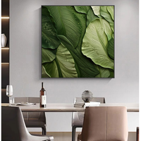Peinture à l'huile moderne sur toile, feuille de bananier peinte à la main, taille personnalisée, art mural végétal vert pour salon, décoration intérieure