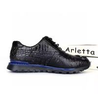 Chaussures élégantes en cuir de crocodile véritable, chaussures pour hommes en peau d'alligator, chaussures habillées formelles faites à la main pour hommes