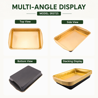 Conteneur en aluminium à parois lisses de 3 L, grand format, couleur or, jetable, pour lasagnes, repas familiaux, traiteur