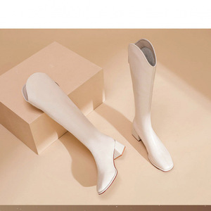 Women's 2024 Autumn/Winter New Style High-Heeled Riding <b>Boots</b>, Slimming V-Opening, Petite High <b>Boots</b> - Product Image 3