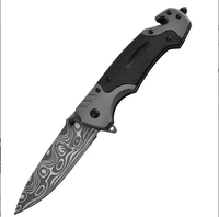Couteau pliant EDC de camping en acier inoxydable 3cr13 avec revêtement noir, manche en G10 et brise-vitre