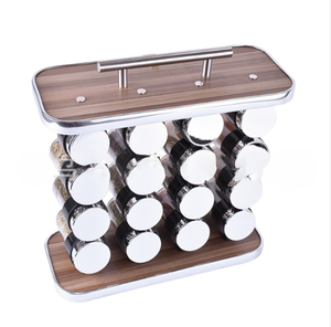 ביתי מתלה תבלין מלח שאכר פלפל שייקר מיכל זכוכית תיבול צנצנת סט שייקר בקבוק עם אחסון - Product Image 2