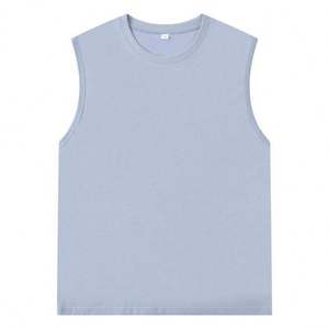 Joychuang camisetas sin mangas de algodón 100% de alta calidad para hombre OEM venta al por mayor chalecos sin mangas de verano con estampado de logotipo personalizado cuello redondo de punto - Product Image 5