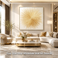 Décoration d'intérieur, toile contemporaine faite à la main, art mural moderne, ligne dorée, peinture à l'huile abstraite texturée 3D, rayons de soleil, pour hôtel