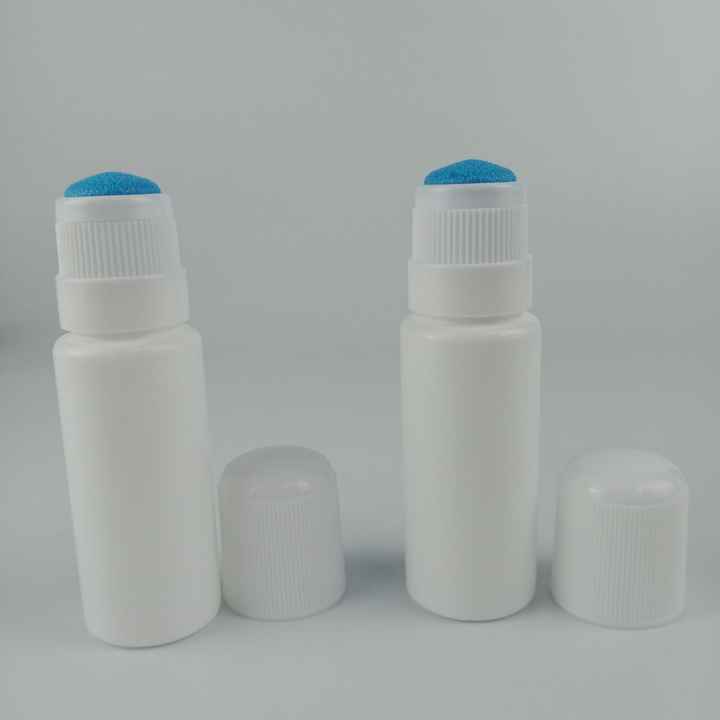 30ml 60ml 100ml  Custom Color Easy Open Cap Round Shape Sponge Applicator Head Pharmacy Wipe Plastic Bottle with Applicator
