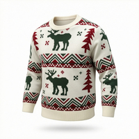 Pull de Noël moche personnalisable unisexe pour homme à manches longues en tricot d'hiver, motif Argyle, respirant, jacquard, ODM