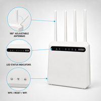 Routeur sans fil 4G LTE Cat 4, 4 ports LAN, 1 port WAN, WiFi 2,4 GHz 802.11b/g/n, double SIM 2FF 4FF, WPS