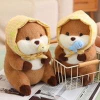 Peluche Kawaii Loutre Jouet en Peluche Animal en Peluche Cadeau pour Enfants Décoration de la Maison Poisson Loutre en Peluche avec Chapeau Haut