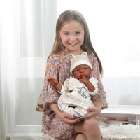 Poupée Bébé Reborn en Silicone de 45 cm (18 pouces) Fille Noire Réaliste Africaine Américaine Nouveau-né Faite à la Main Corps Souple Lesté Cadeau