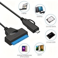 Cable SATA a USB 3,0 + tipo C 2 en 1 para disco duro de 2,5 pulgadas USB C a SATA convertidor de datos Notebook HDD SSD adaptador SATA Cable