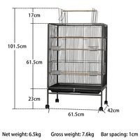 Grande cage à oiseaux en métal avec support roulant, cage à perroquets d'intérieur/extérieur avec perchoirs, mangeoires, plateau amovible, volière robuste pour animaux de compagnie