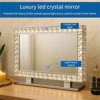 Miroir Mural de Luxe LED pour Salle de Bain, Miroir de Maquillage à Lumière LED, Vanity en Cristal Diamant pour Salon de Beauté