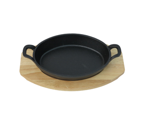 Padella Ovale in <span class=keywords><strong>Ghisa</strong></span> Pre-Stagionata Antiaderente con Base in Legno e Bordi Alti per Tutti i Fornelli Inclusa Induzione - Product Image 2