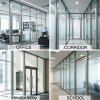 Cloison coupe-feu à double vitrage avec structure en acier transparente EI120 |   Système de mur en verre ignifuge pour les écoles et les hôpitaux, moderne