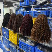 Wig Rambut Manusia Asli Vietnam Berkualitas Tinggi, Warna Hitam Alami, Model Keriting Bumerse