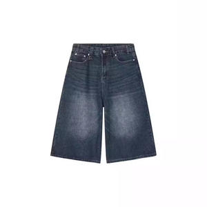 Pantalones Cortos de Mezclilla Casuales para <span class=keywords><strong>Hombre</strong></span>, Estilo Americano, Corte Recto, Pierna Ancha, 7/8, Ajuste Holgado, Diseño Vintage Desgastado - Product Image 5