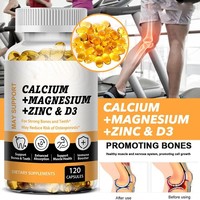 Complément alimentaire en gélules molles de calcium, magnésium, zinc et vitamine D3, complexe minéral pour soutenir la santé des os, des muscles, des nerfs et du système immunitaire