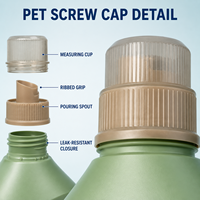 Botella de Plástico HDPE de 2L para Detergente, Color Verde, con Tapa de Rosca PET, Ecológica, Venta al Por Mayor