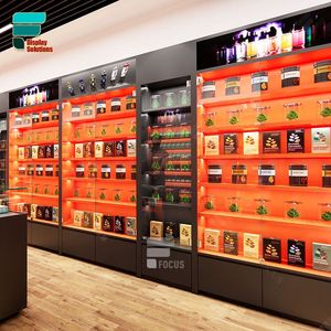 Présentoir de comptoir unique <span class=keywords><strong>Armoire</strong></span> de table <span class=keywords><strong>ronde</strong></span> en verre Présentoir de magasin de fumée Vitrine de meubles de magasin de fumée avec lumières - Product Image 4