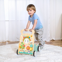 Andador de madera para bebés, Centro de Actividades multifuncional, laberinto de cuentas, carrito de tracción y empuje, Paseo de aprendizaje para bebés