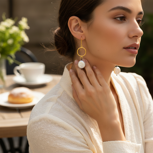22K Gold Plated <b>Silver</b> Trendy Cultured Pearl Hollow Design Vintage Earrings Handcrafted Wholesale 925 <b>Sterling</b> <b>Silver</b> Jewelry - Product Image 3