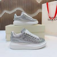 Chaussures de sport décontractées pour femmes, blanches, ornées de diamants, nouvelle collection 2025, semelle épaisse, rehaussantes, en cuir microfibre à changement de couleur