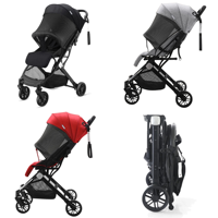 Poussette de luxe pour bébé en tissu léger pliable système de voyage compact poussette à 4 roues pour 0-3 ans