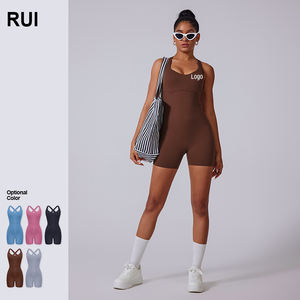 Combinaison de yoga respirante et écologique de haute qualité RUIQUWIN, logo personnalisé, ensemble de shorts élégants sans dos, taille élastique pour la salle de sport 1 - Product Image 1