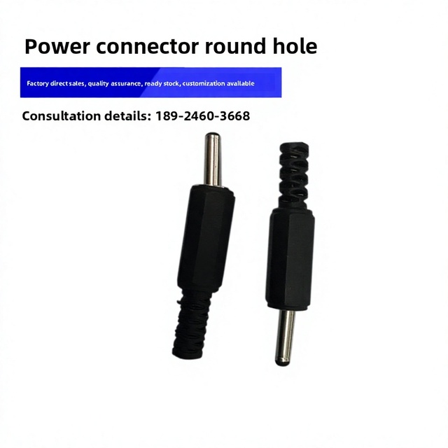 ZX In-stock Manufacturer Power-supply Solder-type DC Male Connector Round-hole Power Jack PBT/copper DC Charging Plug Adapter