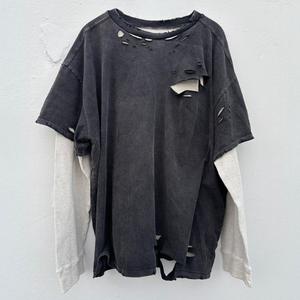 <span class=keywords><strong>T</strong></span>-<span class=keywords><strong>Shirt</strong></span> Personalizzata da <span class=keywords><strong>Uomo</strong></span> Hip Hop Vintage Effetto Acid Wash 100% Cotone Waffle 240 Grammi <span class=keywords><strong>Manica</strong></span> <span class=keywords><strong>Lunga</strong></span> Oversize Sbiadita dal Sole - Product Image 1