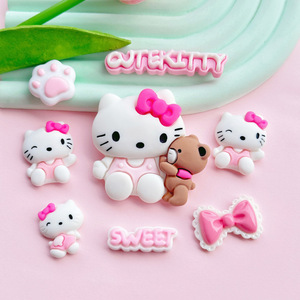 Lindo gatito arco resina encanto ecológico TV <span class=keywords><strong>película</strong></span> personaje dulce estilo Flatback cabujón DIY teléfono caso pelo Clip vaso artesanía - Product Image 1