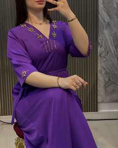 Nouveau style de femmes Dubai Abaya de luxe blanc et or Abaya élégante pour la fête des femmes musulmanes - Product Image 5