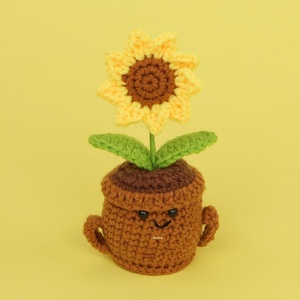 Cross-border China New Hand-Crocheted Positive Energy Sunflower Woven Ornaments <b>Polyester</b> <b>Yarn</b> Finished Wholesale for Wedding - Product Image 5