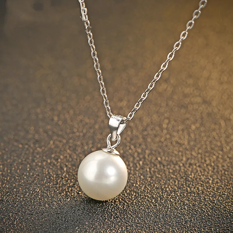 Factory Wholesale Fashion Classic 925 Silver Pearl Jewelry Big Black White Pearl Pendant Necklace For Women