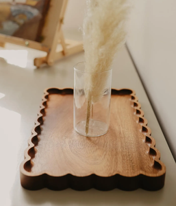 Grand plateau de rangement festonné en bois massif, vintage, sculpté, rectangulaire ondulé, pour bijoux, vaisselle, décoration de cuisine <span class=keywords><strong>et</strong></span> chambre, plateau de rangement en bois - Product Image 4