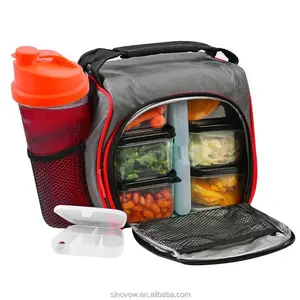 Thermische Kühltasche Bento Box - Kit mit 6 Dichten Lebensmittel Container + 28 unzen Trinken Flasche mit Shaker + eis Pack + Fall f