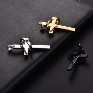Collier Amulette Hiphop Rock en Acier Inoxydable, Pendentif Croix de Christ Étanche avec Cercle pour Homme et Garçon, Bijou de Cou Tendance - Product Image 1