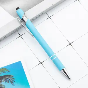 Promotional Metal Aluminum Rod Spraying 2 In1 Press Type Touch Screen Pen Promotion Gift Advertising Custom Ballpoint Pen