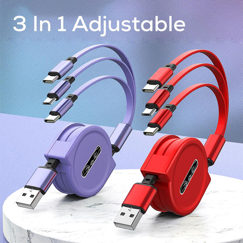 Purple 3 in 1 USB cable