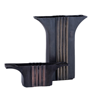 Juego de Jarrones Decorativos de Metal de Alta Calidad, Jarrón de Flores Escultural Moderno con Diseño Acanalado, Centro de Mesa Decorativo para el Hogar - Product Image 6